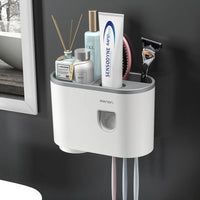 Porte-Brosse à Dents Magnétique avec Presse-Dentifrice et Étagère Murale