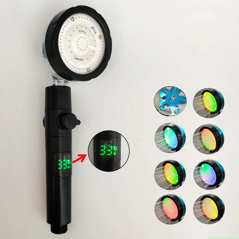 Pommeau de Douche LED Affichage Numérique Température Noir