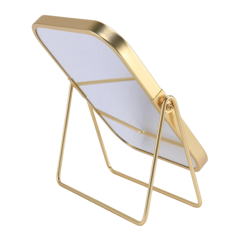 Miroir de Table Doré Rectangulaire Pivotant en Métal, 20 x 15,5 cm