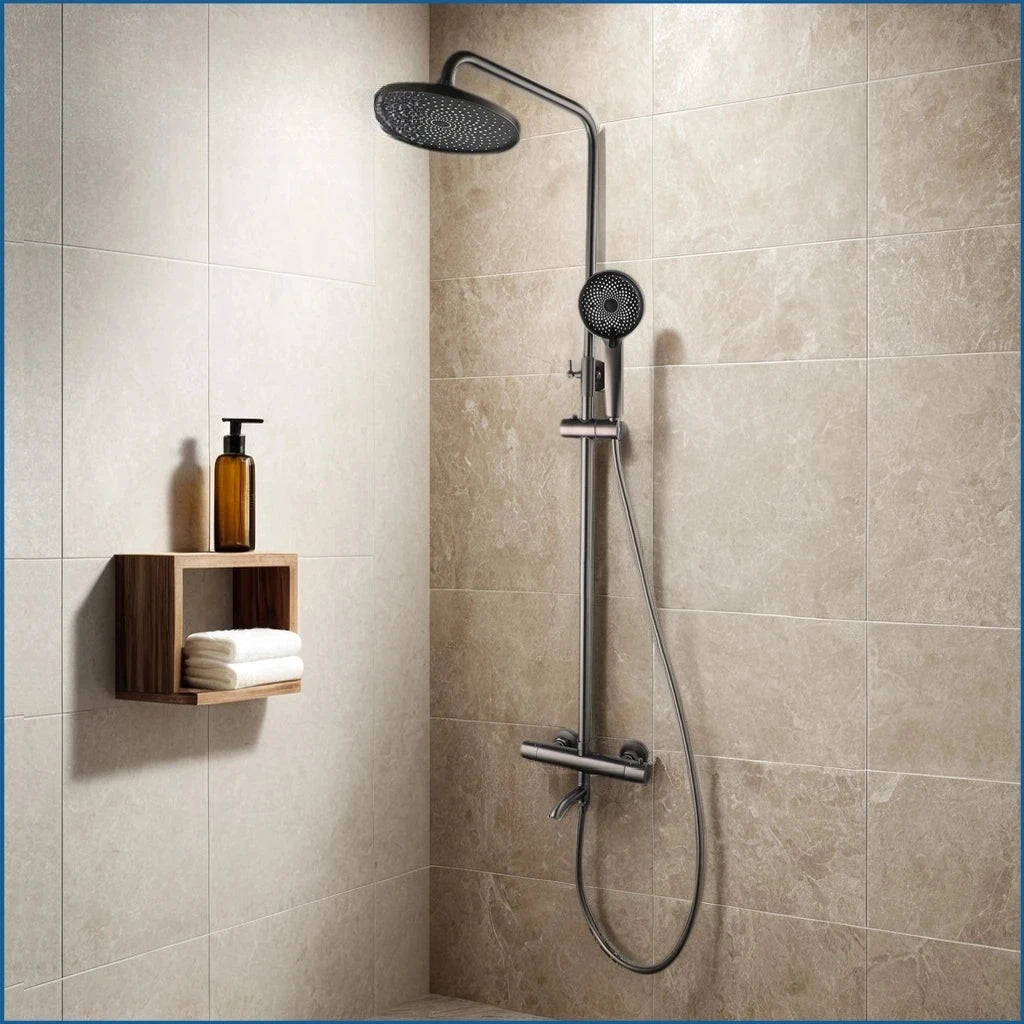 Colonne de Douche Thermostatique Ronde avec Bec de Baignoire, 6 Finitions