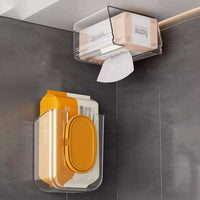 Boîte à Mouchoirs Murale Transparente pour Lingettes Humides sans Perçage