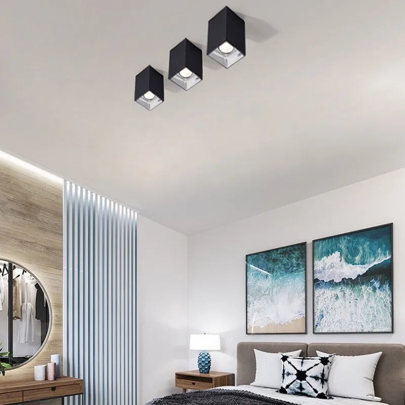 Spot LED en Saillie Cuisine Carré Anti-Éblouissement, 7 à 24 W, Noir ou Blanc