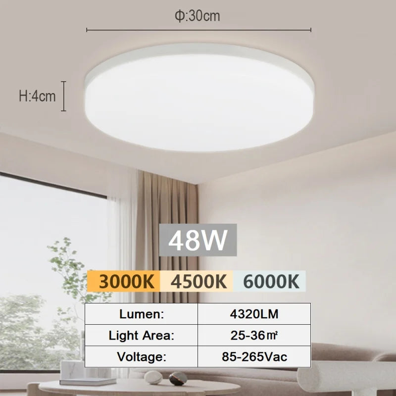 Plafonnier Salle de Bain LED IP45 Carré ou Rond, 15 à 30 cm