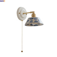 Applique Salle de Bain Céramique Fleurs Bleues ou Blanche, Verre à Anneaux