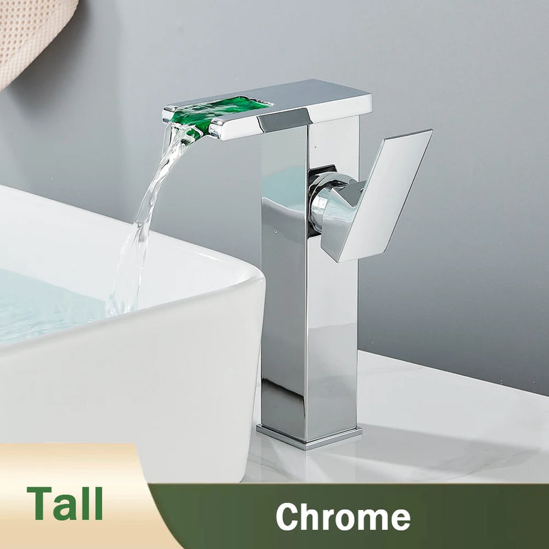 Mitigeur Lavabo Cascade LED Couleur Changeante