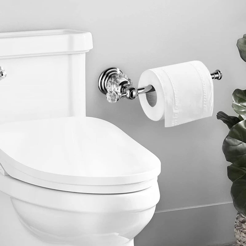 Porte-Papier Toilette Mural Cristal à Bras Ouvert, Doré ou Chromé, 25 cm