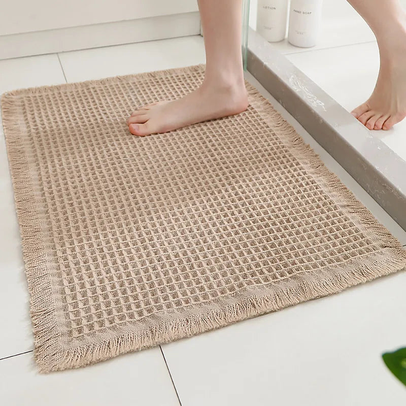 Tapis de Bain à Pompons Antidérapant Ultra Absorbant