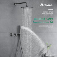 Douche Encastrable Laiton avec Pommeau Rond 25 cm et Douchette, 5 Finitions