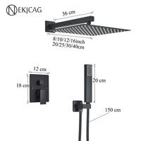 Douche Encastrable 2 Voies à Pommeau Carré, 25 à 40 cm, 4 Finitions