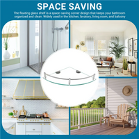 Étagère d'Angle Salle de Bain en Verre Trempé 6 mm, Supports Chromés