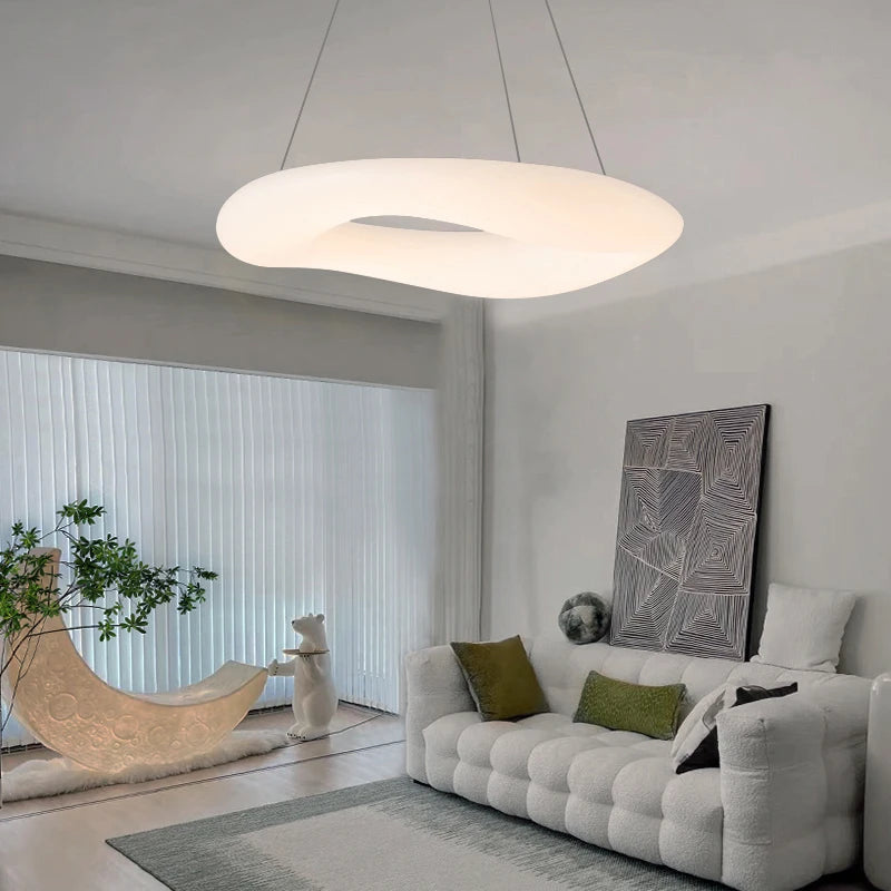 Suspension Cuisine LED Anneau Blanc, Simple ou Double, 60 à 90 cm