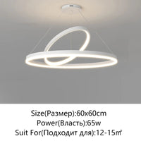 Suspension Cuisine Anneaux LED Noir ou Blanc, Ø 50 à 100 cm
