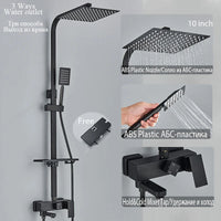 Colonne de Douche Réglable 73 à 116 cm avec Étagère, Noir, Chromé ou Doré