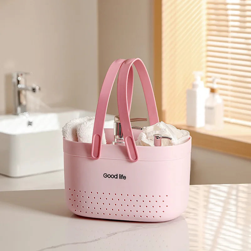 Panier de Douche Portable à Anses 25 cm, Gris, Blanc ou Rose