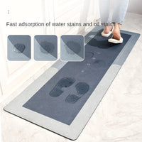 Tapis de Cuisine Diatomite Antidérapant Gris à Bordure Claire, 3 Teintes