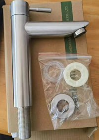 Robinet Lave-Main Eau Froide Inox 304, Bec Droit, Noir ou Brossé