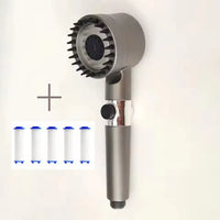 Pommeau de Douche Filtrant Massant 3 Modes, Gris ou Noir, avec Cartouches