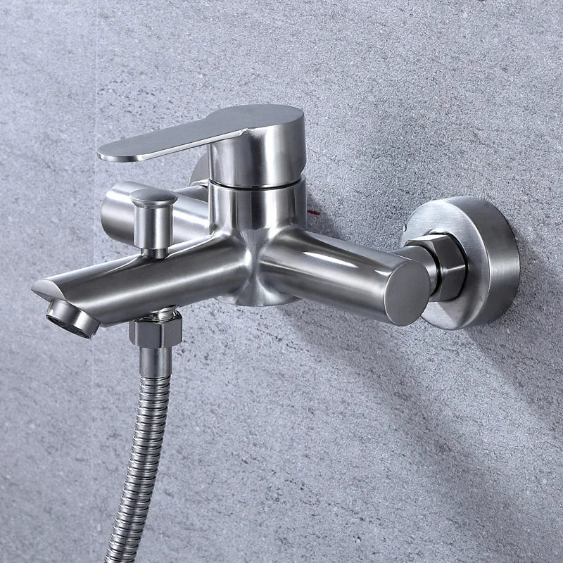 Robinet de Baignoire Mural Bain-Douche Inox 304 Noir ou Brossé