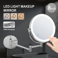 Miroir Grossissant Lumineux Mural Chromé Double Face x5, x7 ou x10 20 cm