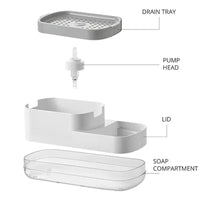 Distributeur de Savon Vaisselle avec Porte-Éponge, Noir ou Blanc, 14,5 cm