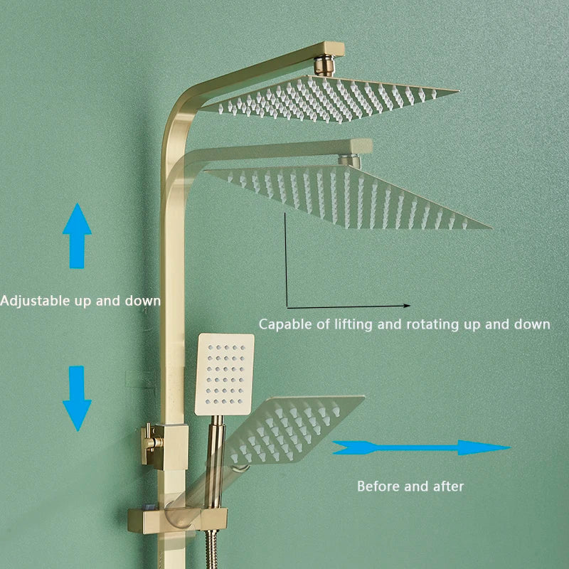 Colonne de Douche Pluie 20 cm, avec Bec Baignoire