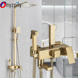 Colonne de Douche Dorée Brossée avec Mitigeur, Bec Baignoire et Douchette WC