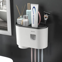 Porte-Brosse à Dents Mural avec Distributeur, Gobelet et Bac de Rangement 20 cm