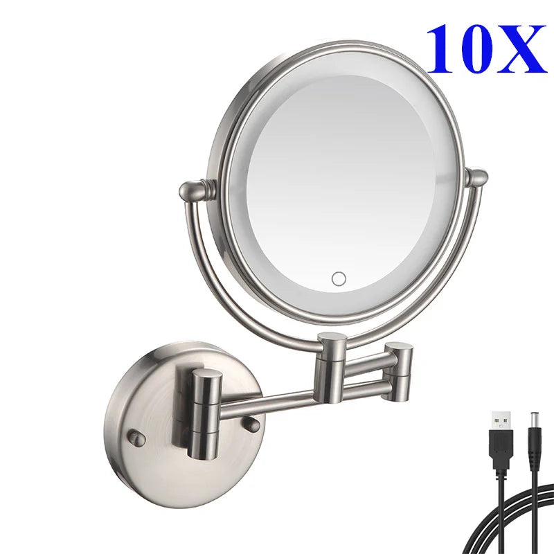 Miroir Grossissant LED Tactile Rechargeable Mural Double Bras 5X 10X