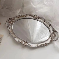 Plateau Miroir Ovale Rangement Bijoux Style Vintage