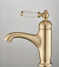 Mitigeur Lavabo Rétro Poignée Blanche Laiton, 6 Finitions