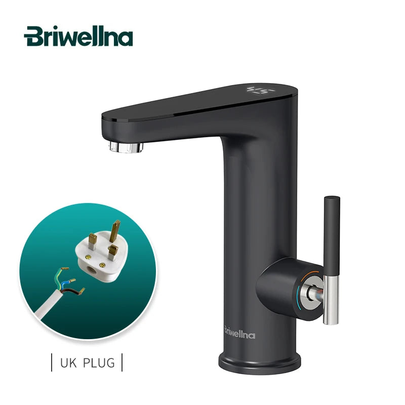 Robinet Chauffe-Eau Instantané Électrique pour Lavabo, Levier et Afficheur, 3 200 W