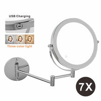 Miroir Grossissant Lumineux Mural Chromé Double Face x5, x7 ou x10 20 cm