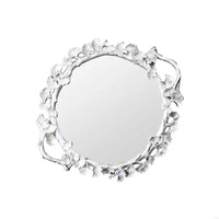 Plateau Miroir Feuillage Sculpté Doré ou Argenté, 44,5 x 38 cm