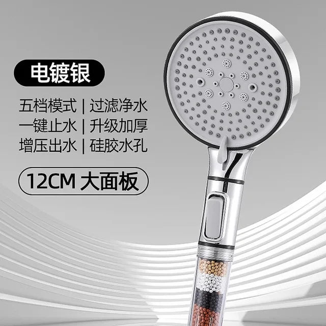 Pommeau de Douche 5 Modes à Billes Minérales, Accessoires à la Pièce