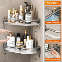 Étagère de Douche d'Angle Acrylique Sans Perçage Cadre Aluminium 32 cm