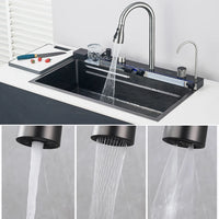 Évier Cuisine Inox 80 cm Cascade Affichage Digital, Gris ou Doré