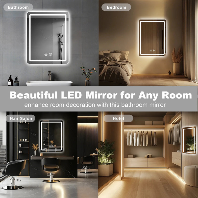 Miroir LED de Vanité Anti-Buée Mural 50 x 70 cm