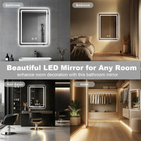 Miroir LED Salle de Bain Rectangulaire Anti-Buée 60x90 cm