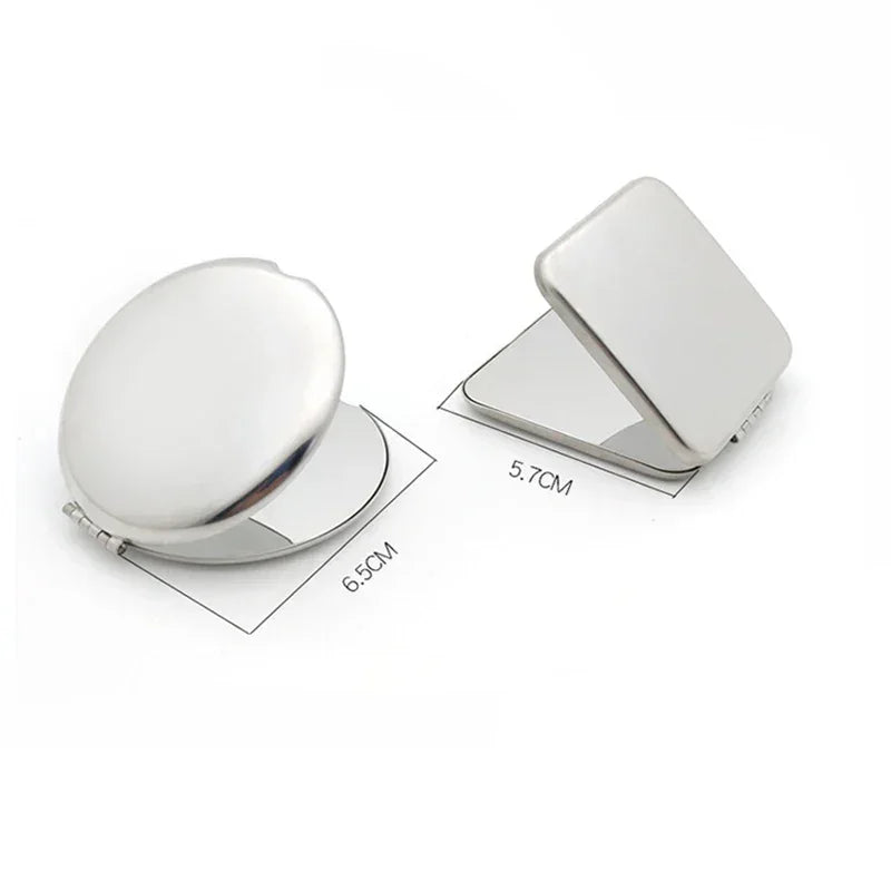 Miroir de Poche Inox 304 Rond ou Carré, Double Face Pliable
