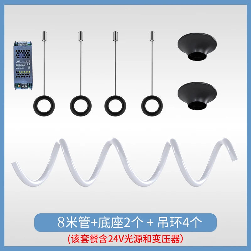 Suspension Cuisine LED Tube Silicone Flexible, 1 à 15 m
