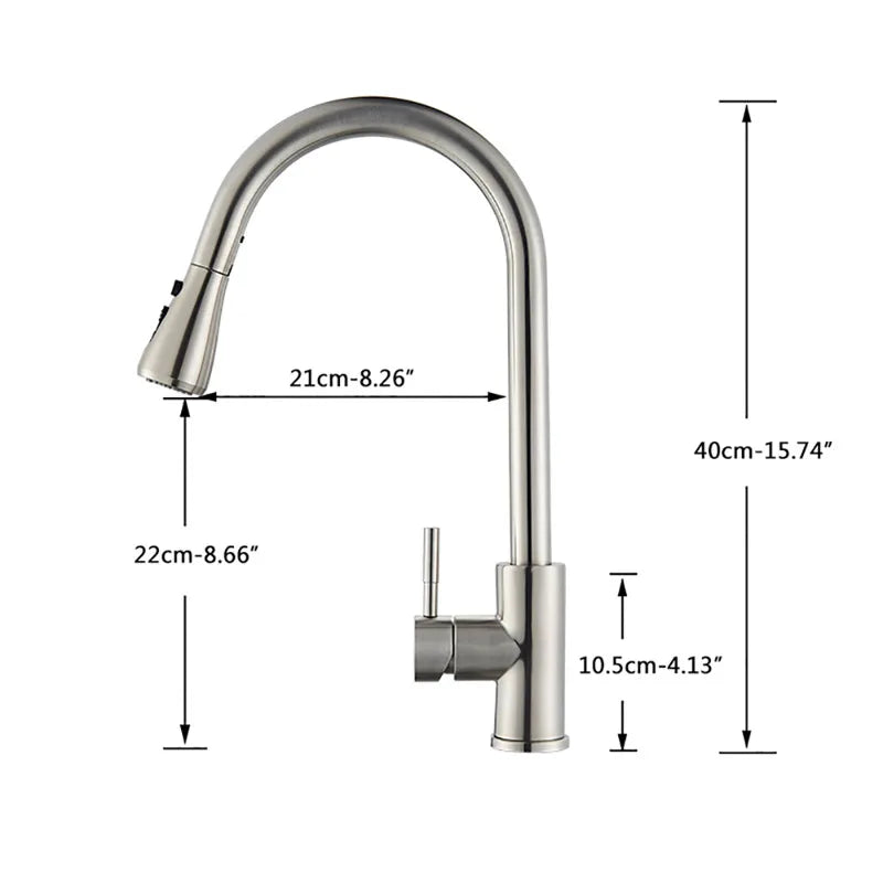 Mitigeur Cuisine Extractible Inox 304 Col de Cygne, 2 ou 3 Jets
