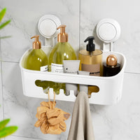 Étagère de Douche à Ventouses Sans Perçage, Panier Blanc 27 cm