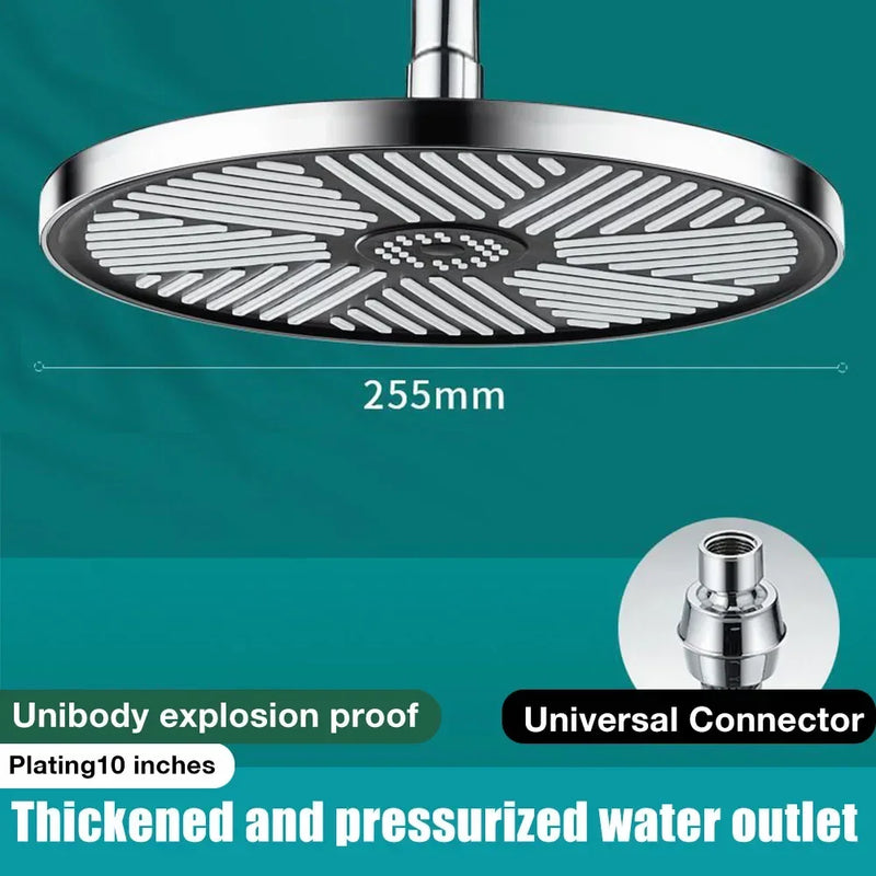 Pommeau de Douche Pluie 25,5 cm ou à Main, Noir ou Chromé