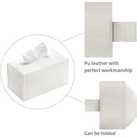 Cache Boîte à Mouchoirs Rectangulaire en Simili Cuir Pliable, 6 Coloris