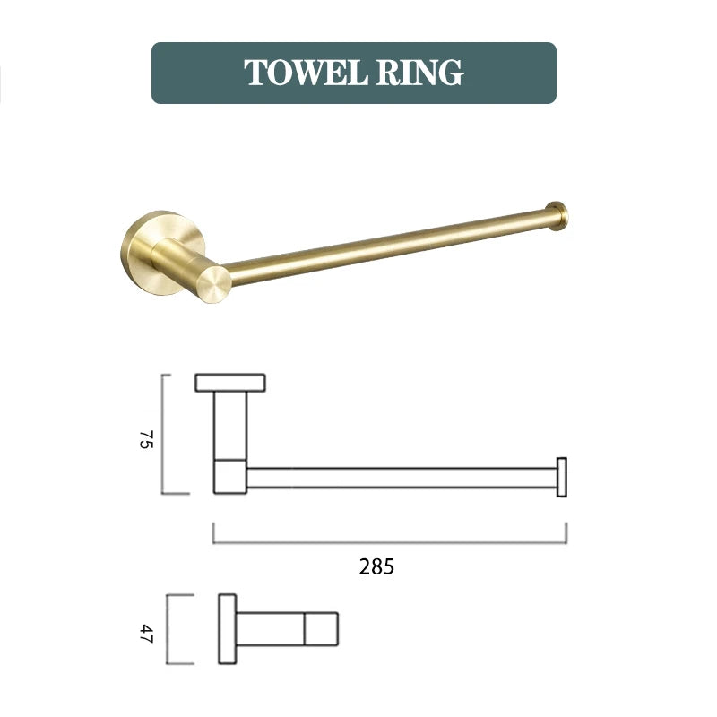 Accessoires Salle de Bain Doré Brossé Inox à la Pièce, 15 Articles