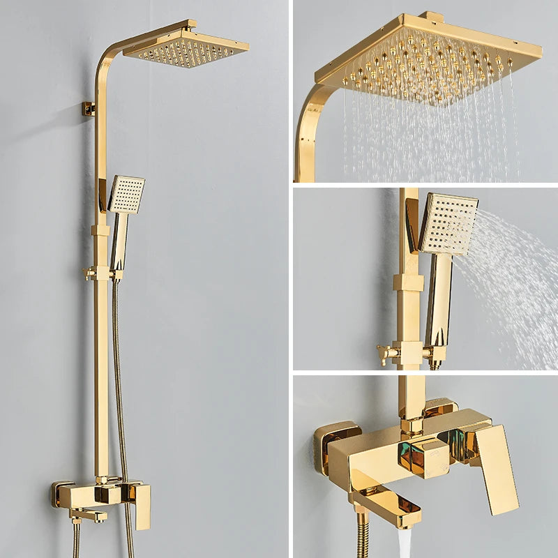 Colonne de Douche Carrée 3 ou 4 Voies avec Bec de Bain