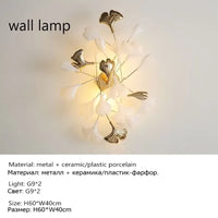 Suspension Cuisine Feuilles de Ginkgo Doré, Céramique ou Acrylique, à la Pièce