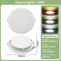 Downlight LED Encastrable Cuisine Extra-Plat, Lot de 1 à 10, 6 à 24 W