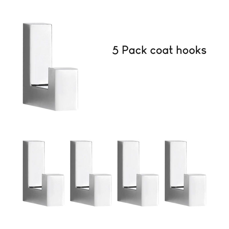 Patère Salle de Bain Chromée Murale Design, Unité ou Lot de 5