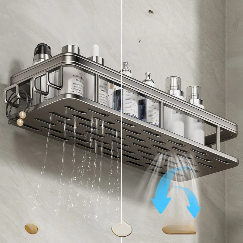 Étagère de Douche Murale Aluminium Sans Perçage 31,5 cm